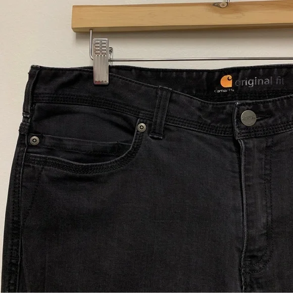 Carhartt Original Fit Jasper Bootcut Jeans‎ Size 14 Regular Black Stretch 100649 - Picture 5 of 11